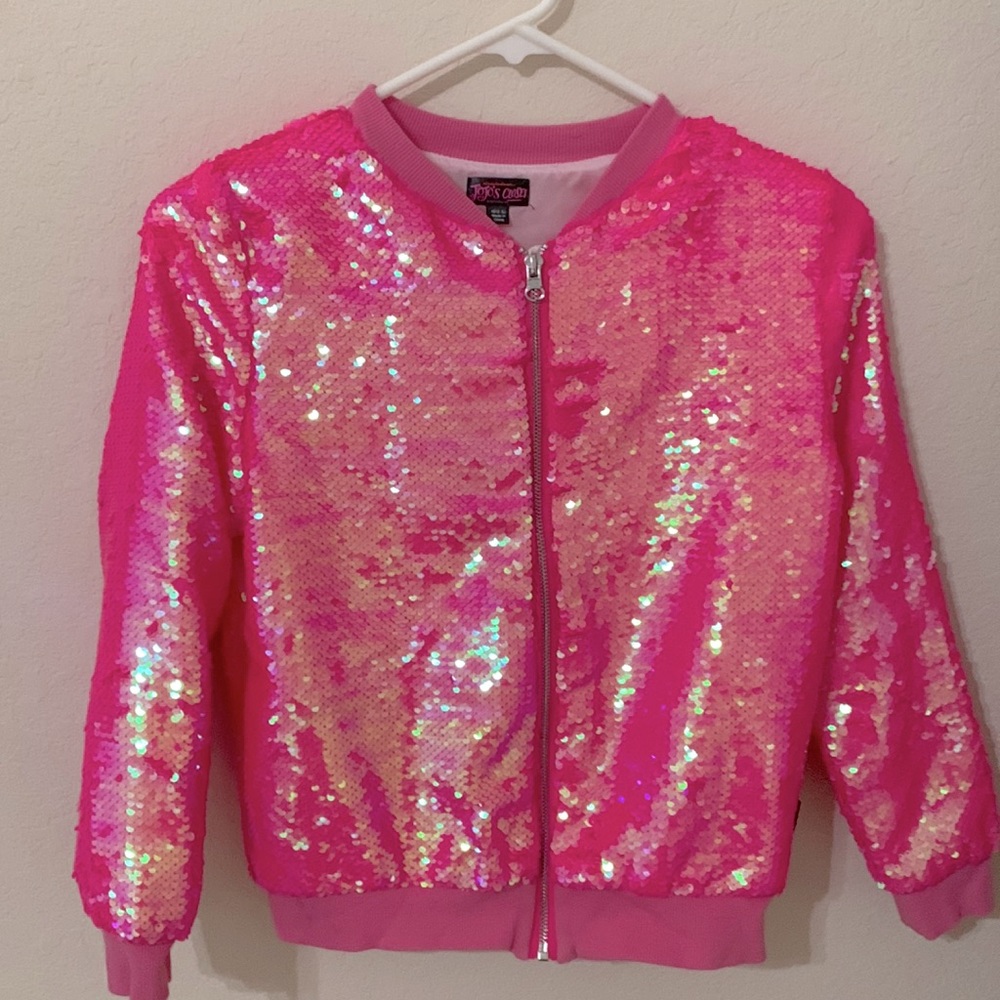JoJo Siwa’s Closet -Pink Sequin Jacket. Gently used. Kids size 10/12.